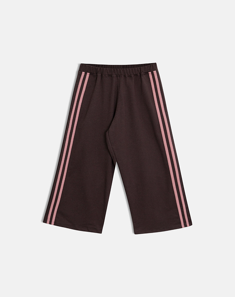 Image of Wamino Capri Trouser in Bitter Chocolate with Rose Pink Stripes