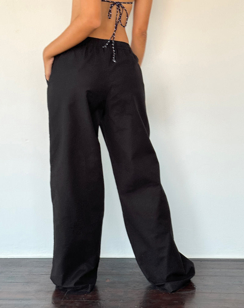 Black Wide Leg Trousers | Wasic – motelrocks-com-us
