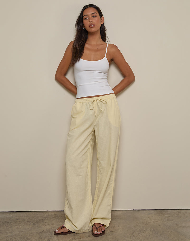 Yellow Wide Leg Trouser | Wasic – motelrocks-com-us
