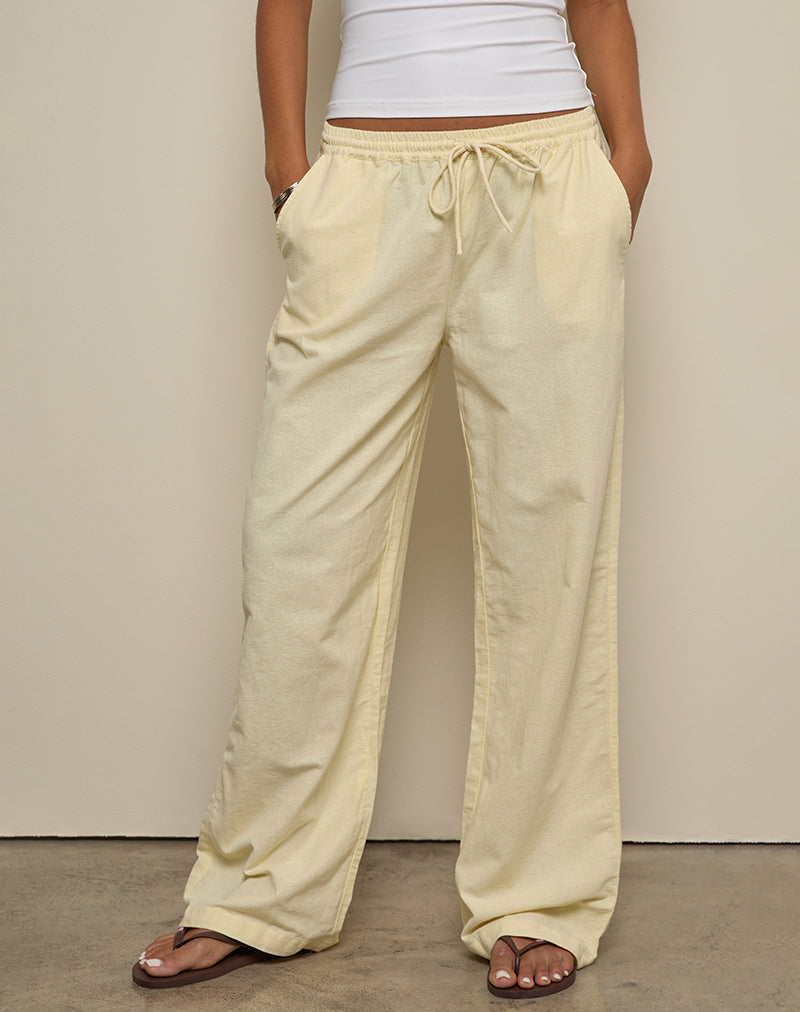 Yellow Wide Leg Trouser | Wasic – motelrocks-com-us