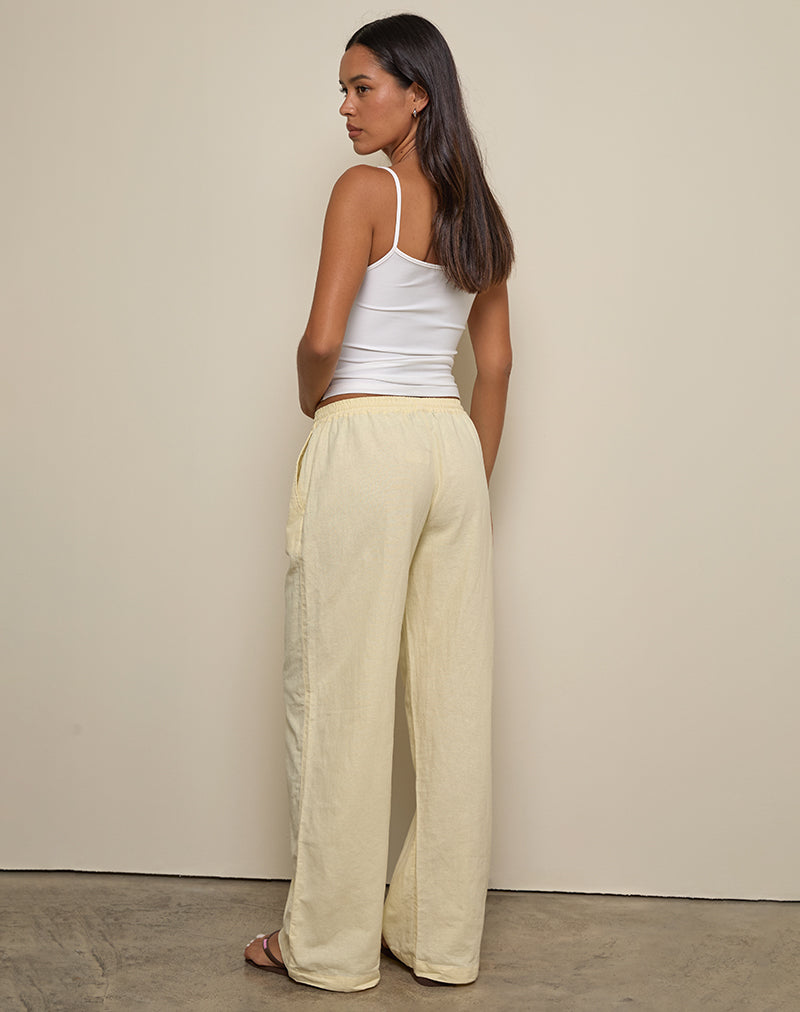 Yellow Wide Leg Trouser | Wasic – motelrocks-com-us