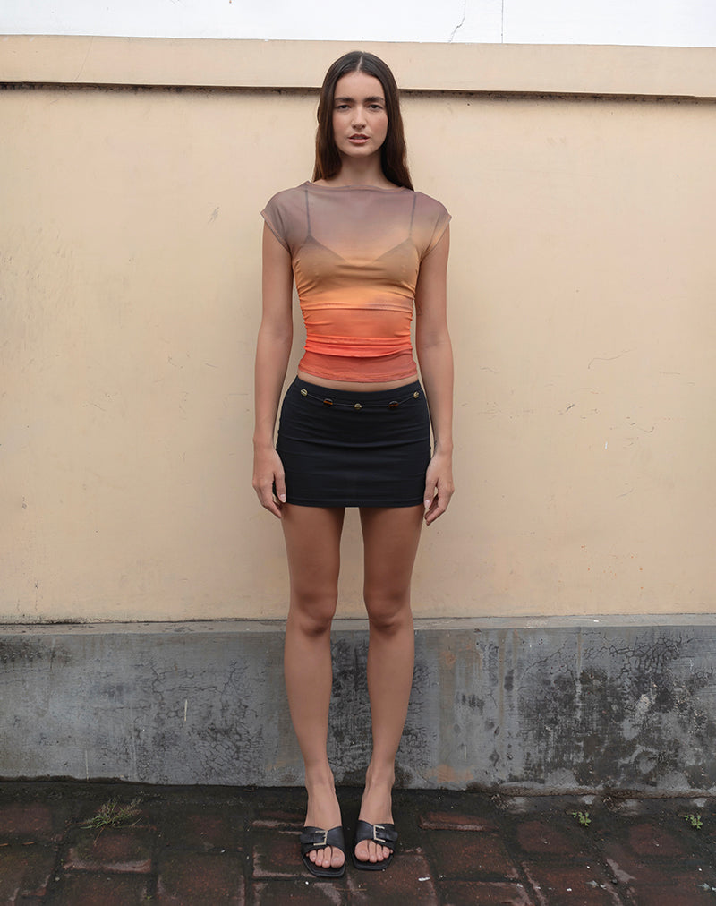 Orange Sunset Printed Mesh Top | Bastille – motelrocks-com-us