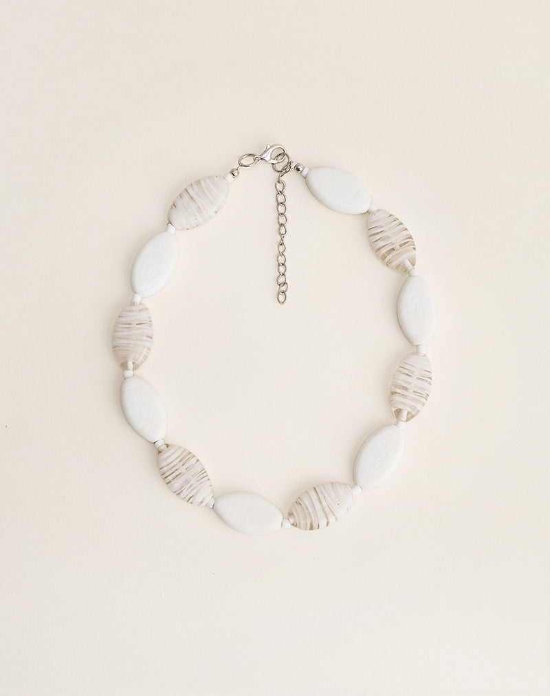 White Glass Beaded Necklace