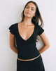 Image of Wilkes Wrap Top in Jersey Black