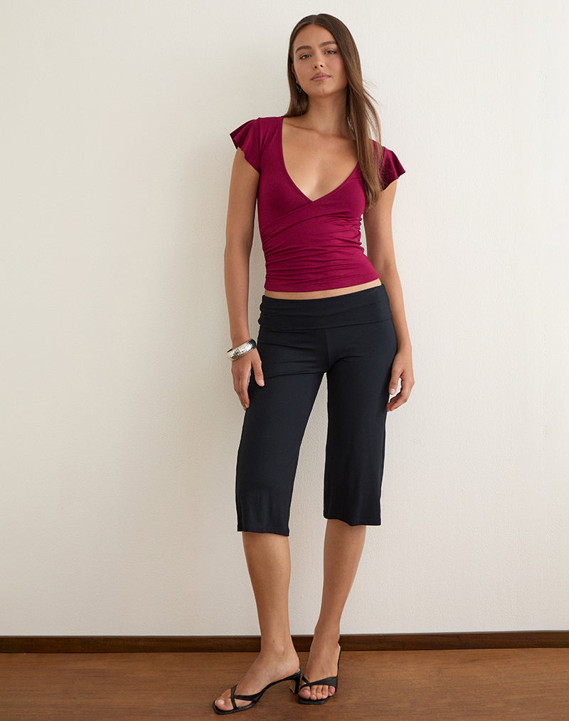 Image of Wilkes Wrap Top in Jersey Burgundy