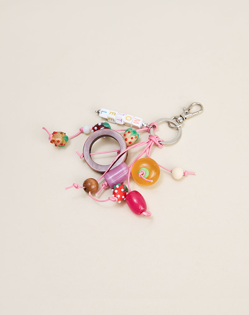 Wooden and Strawberry Keychain