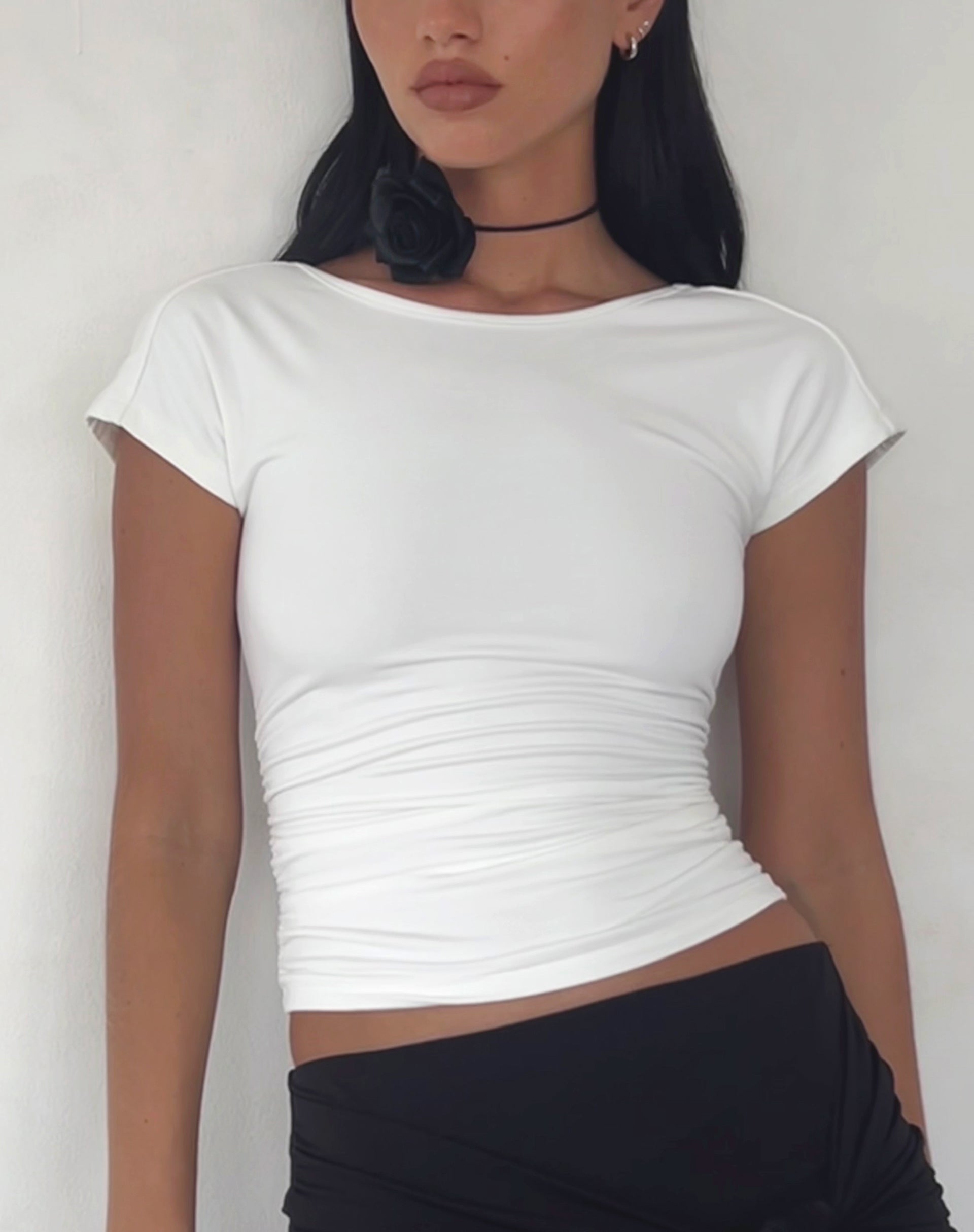 Image of Xareni Ruched Backless Top in Ivory