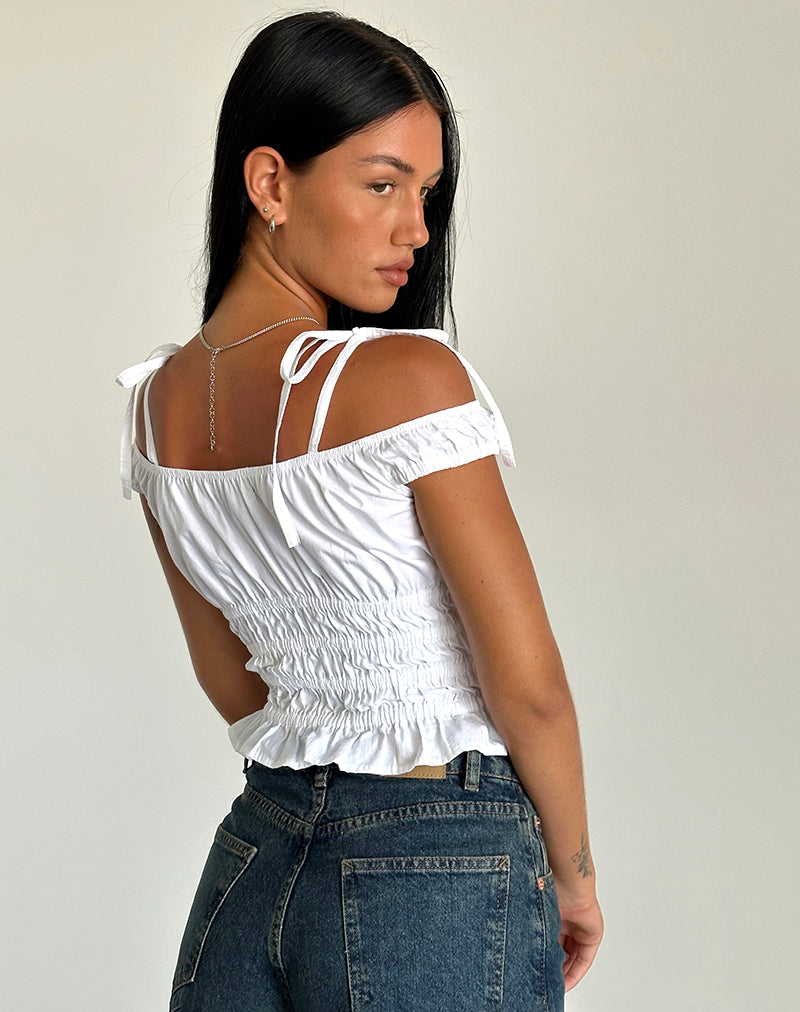 White Bardot Tie Shoulder | Xavan – motelrocks-com-us