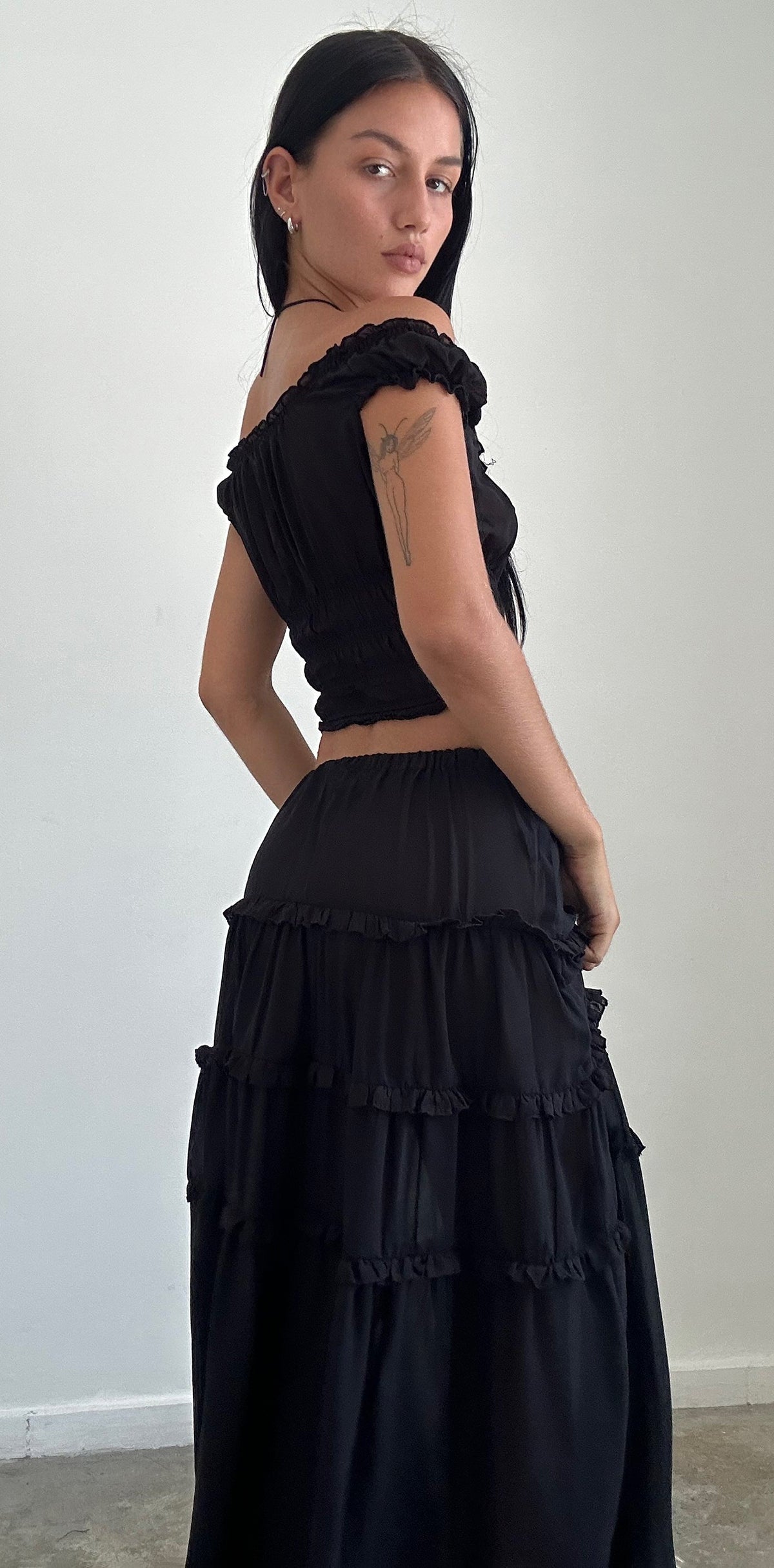 Shirred Bardot Printed Top