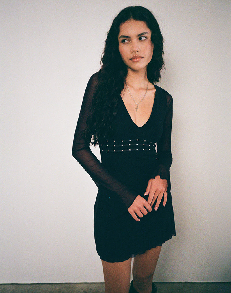 Image of Xaviera Plunge Dress in Black