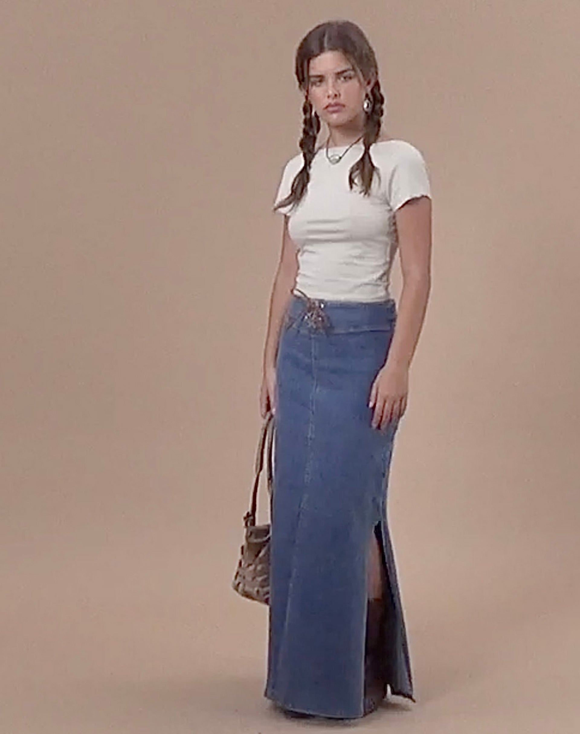 Blue Wash Denim Maxi Skirt | Lafille – motelrocks-com-us