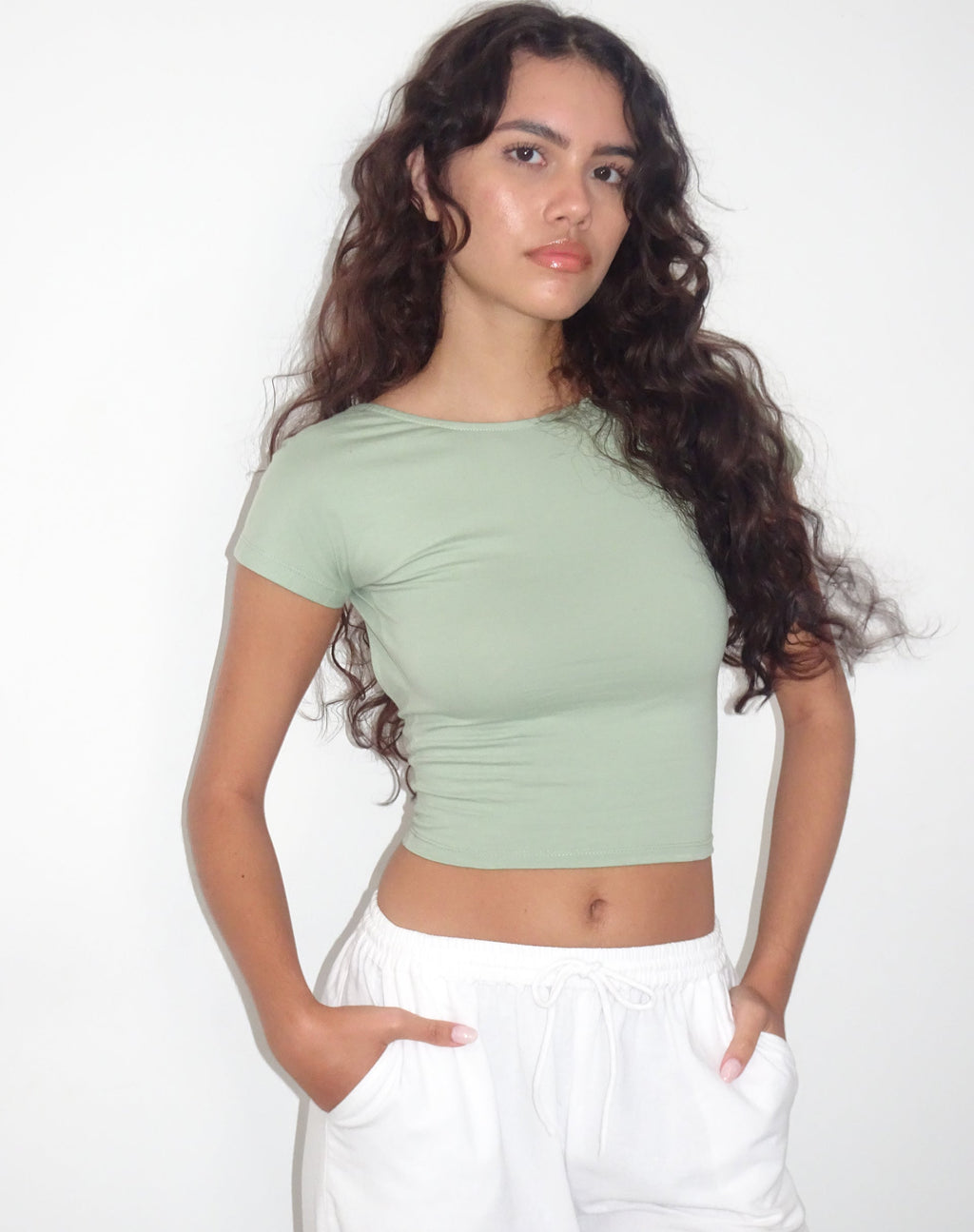 Xiwang Crop Top in Desert Sage