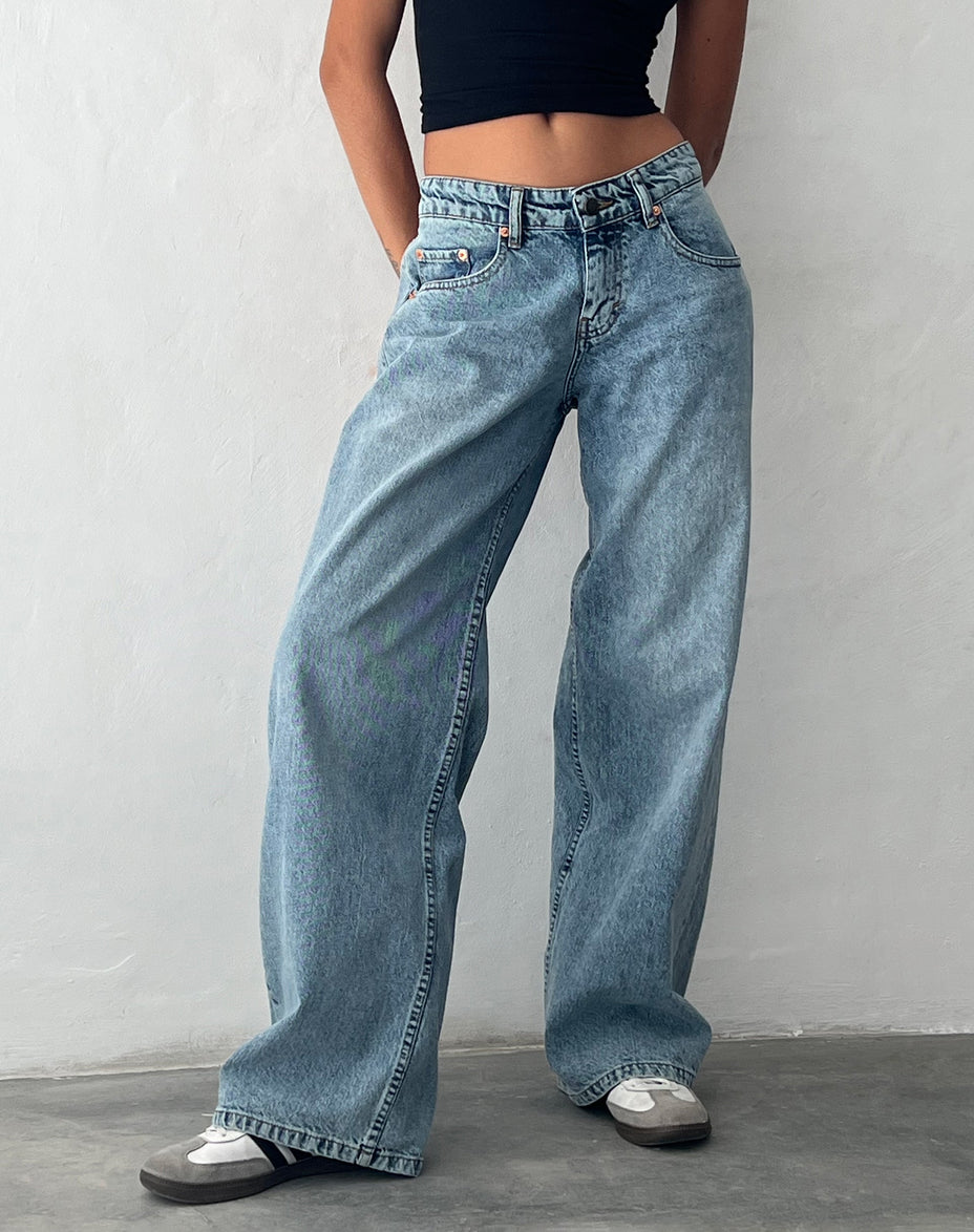 Vintage Blue Green Extra Wide Low Rise Jeans | Roomy – motelrocks-com-us