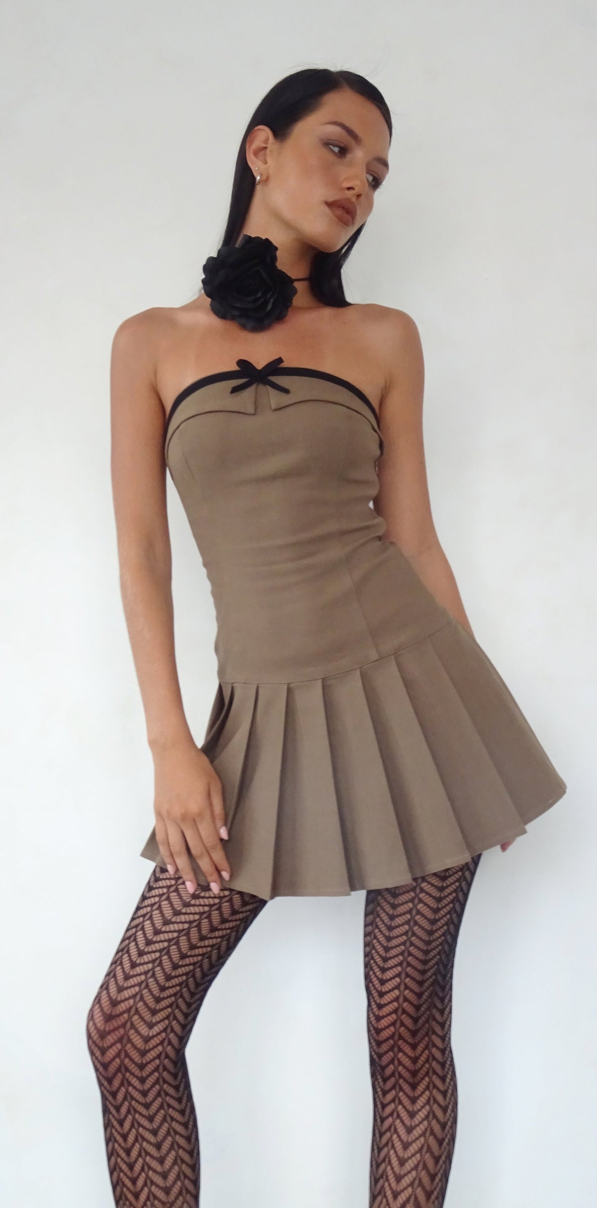 Mara Bandeau Pleated Mini Dress