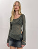 Image of Yamari Top in Jacquard Knit Green