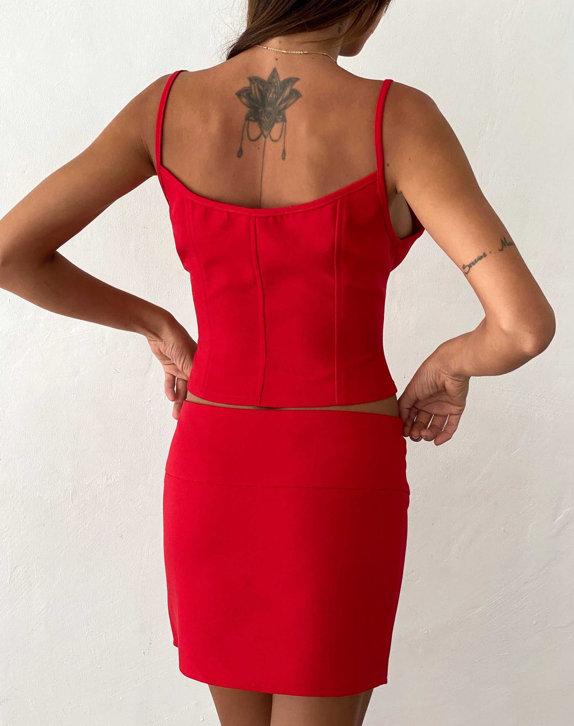 Low Rise Red Co-ord Mini Skirt
