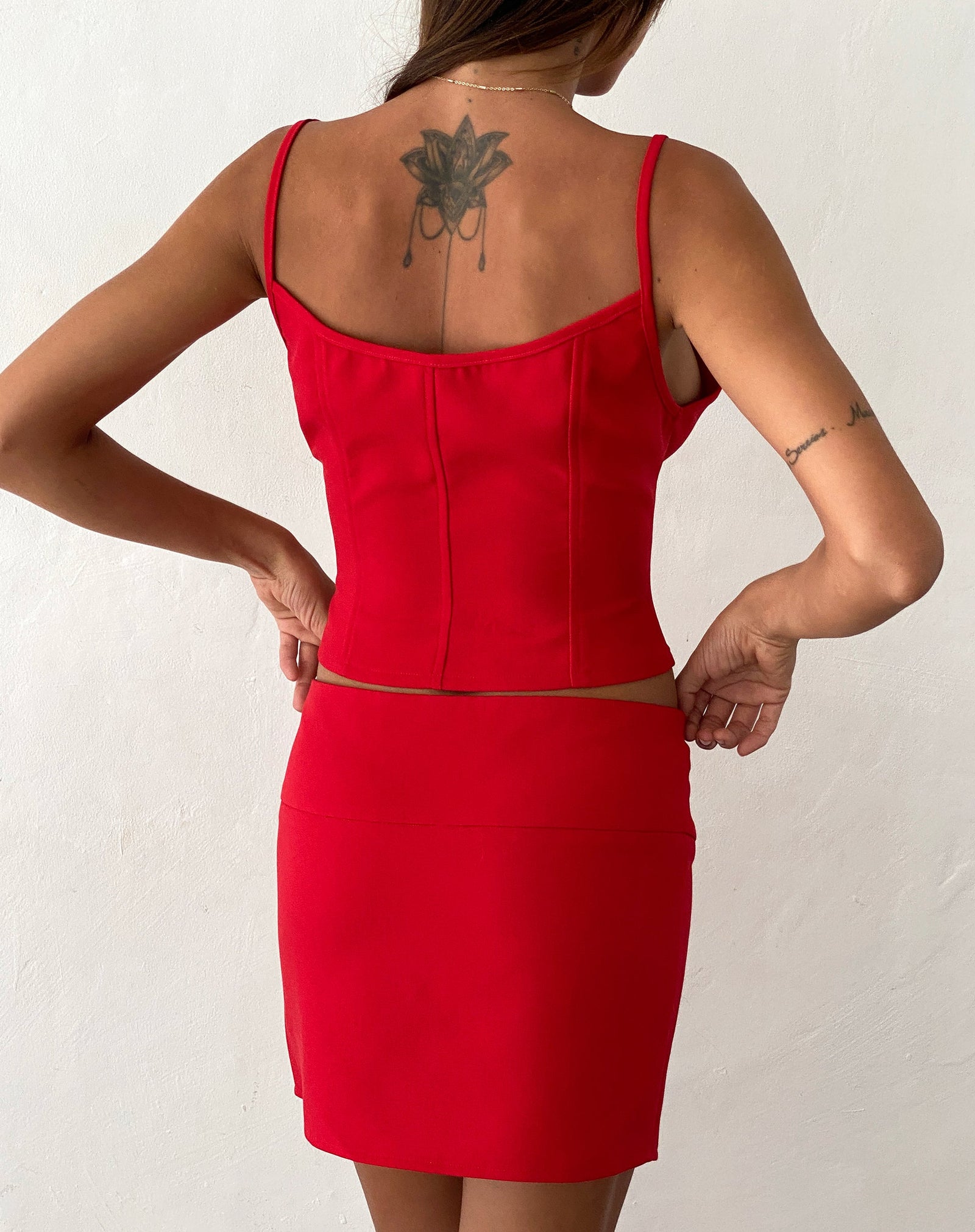 Low Rise Red Co-ord Mini Skirt | Yanti – motelrocks-com-us