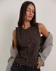 Image of Yarala Blouse in Mono Pinstripe Chocolate