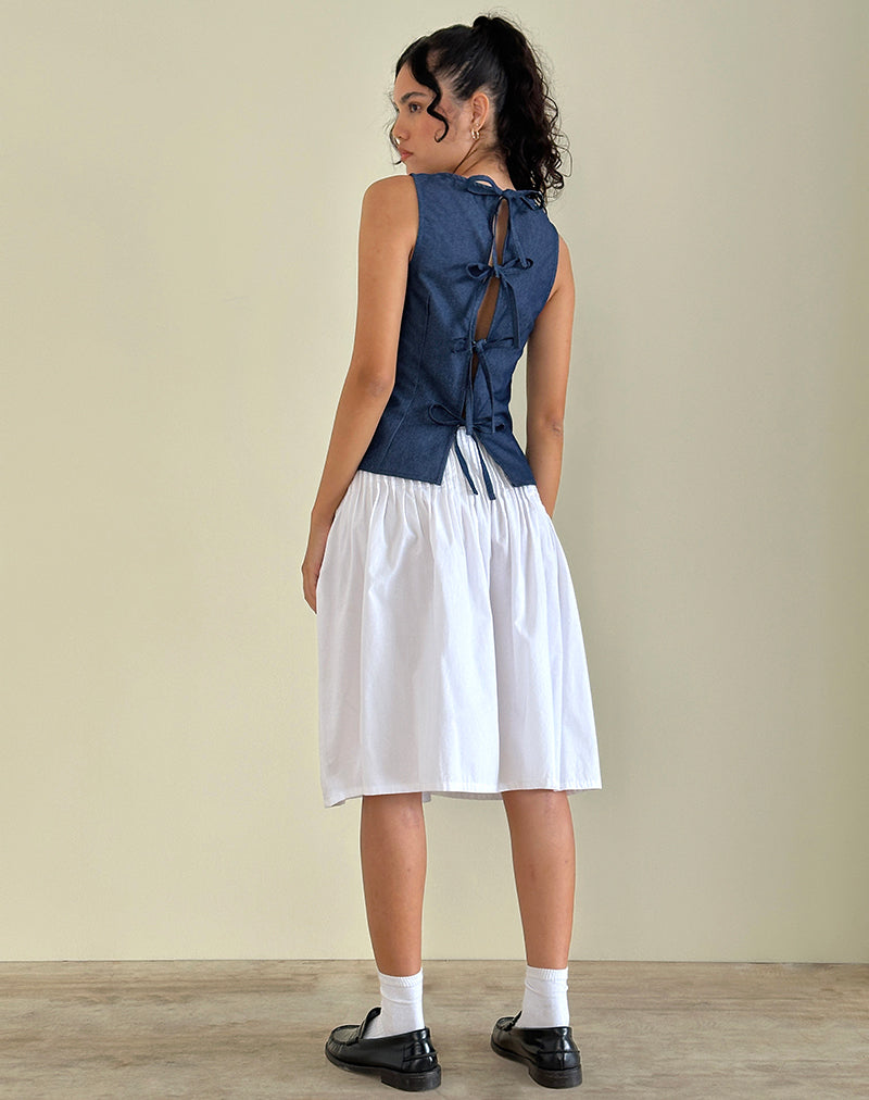 Image of Yashia Tie Top in Denim Chambray Indigo