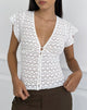 Image of Yeslin V-Neck Button Up Top in Lace White