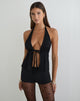 Image of Ylva Tie-Front Halter Top in Rayon Jersey Black