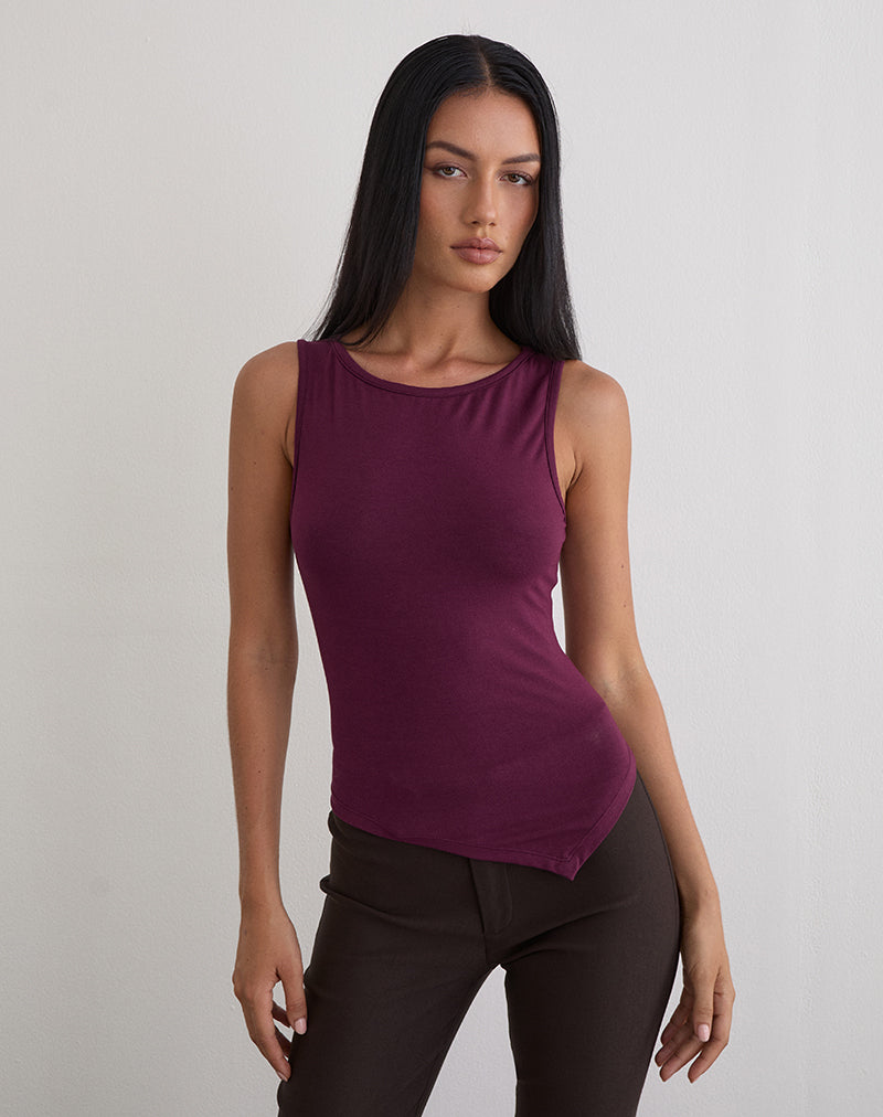 Image of Ymir Vest Top in Rayon Jersey Deep Purple