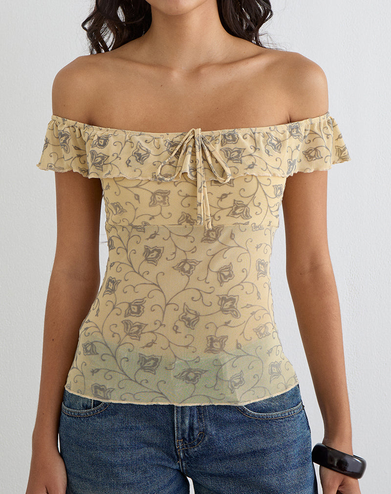 Yoda Top in Winding Ivy Pale Yellow