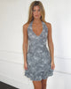 Image of Yoriko Halter Mini Dress in Lurex Silver Blue