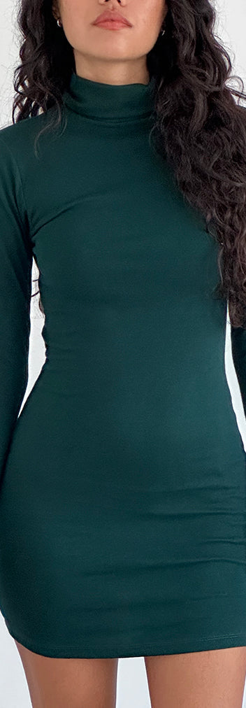 Emoji Bodycon Mini Dress Forest Green
