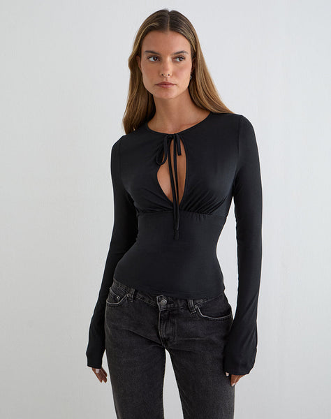 【yo BIOTOP】Long sleeve top YUBIN-KEYHOLE-LS-TOP-CUPRO-
