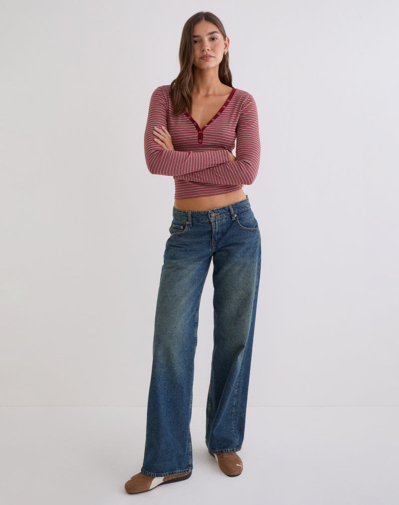 Yusi Long Sleeve Top in Burgundy Stripe