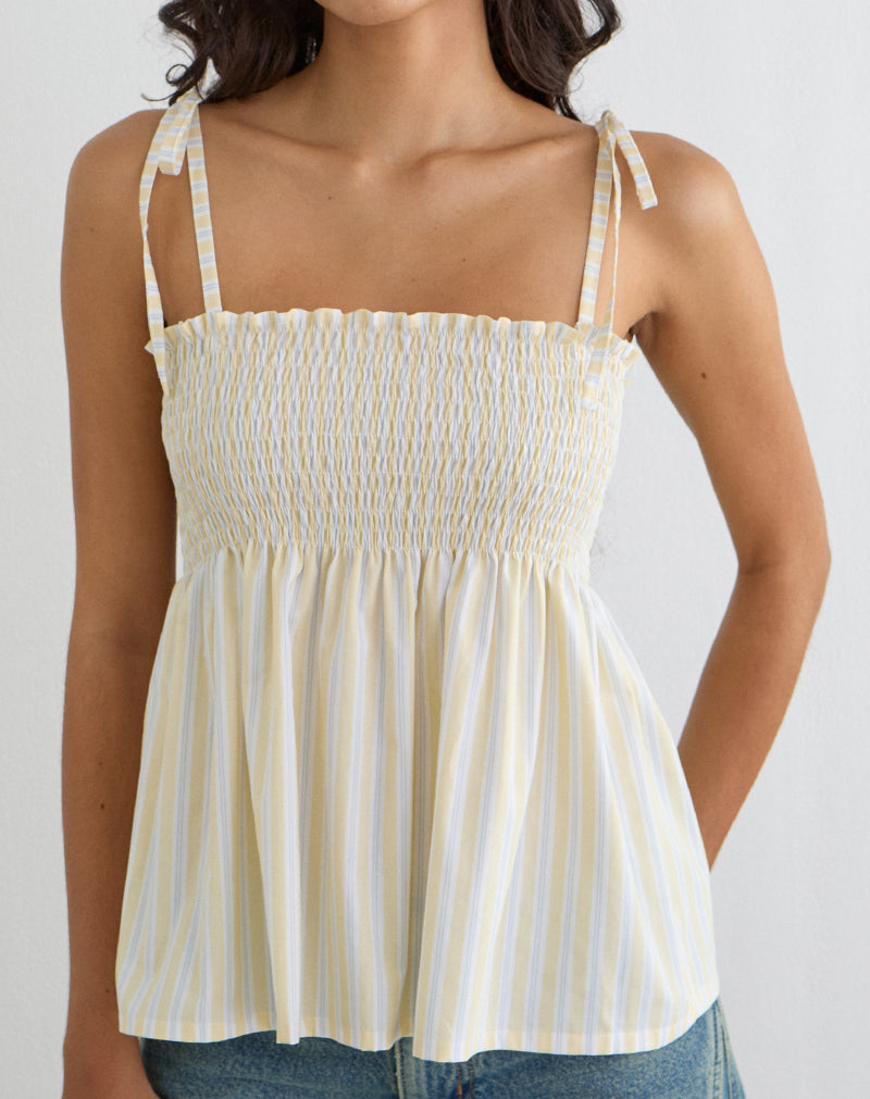 Yellow Candy Stripe Strappy Top | Zerah – motelrocks-com-us