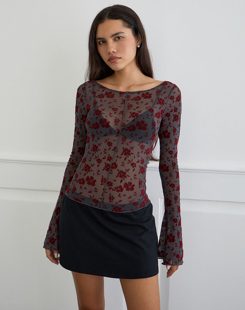 Blue Grey Garden Floral Top | Zerlin – motelrocks-com-us