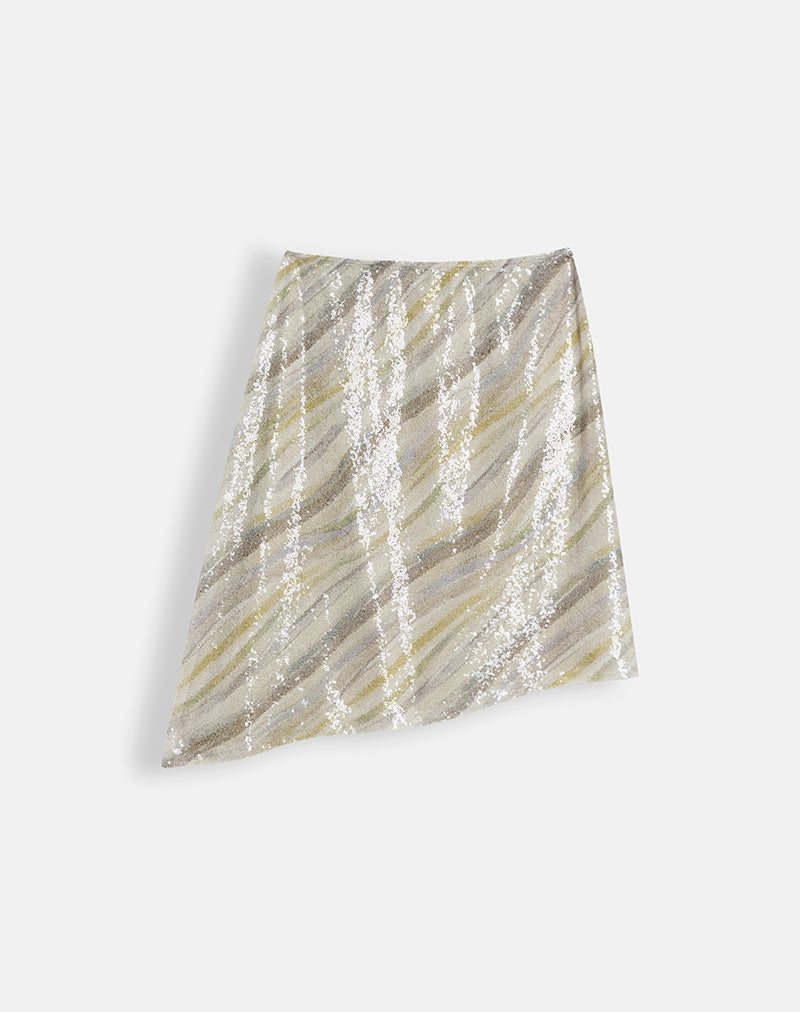Image of Zimi Skirt in Stripe Sequin Light Taupe