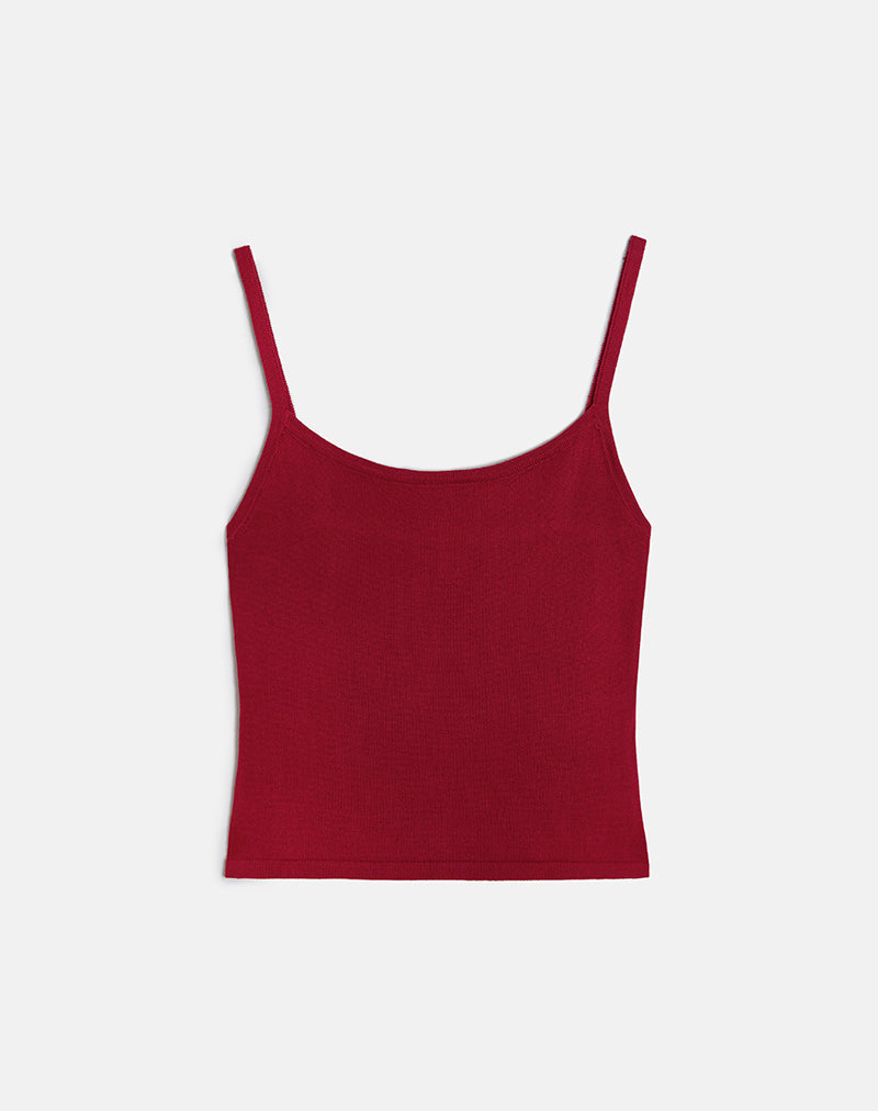 Ziva Knit Cami Vest Top in Burgundy