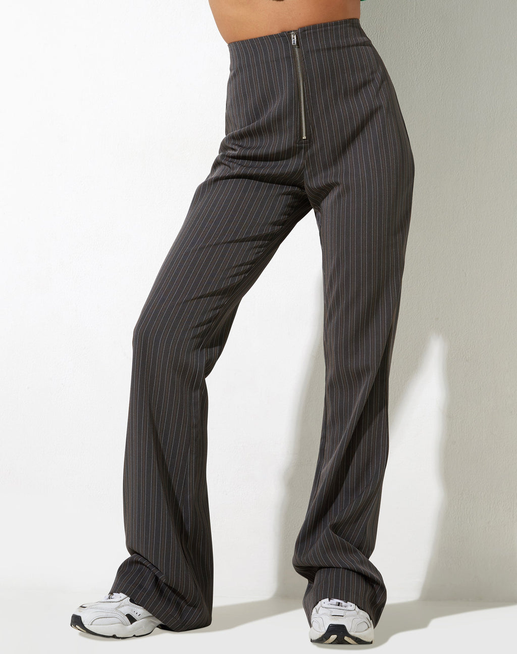 Zorah Flared Trouser in Grey Stripe