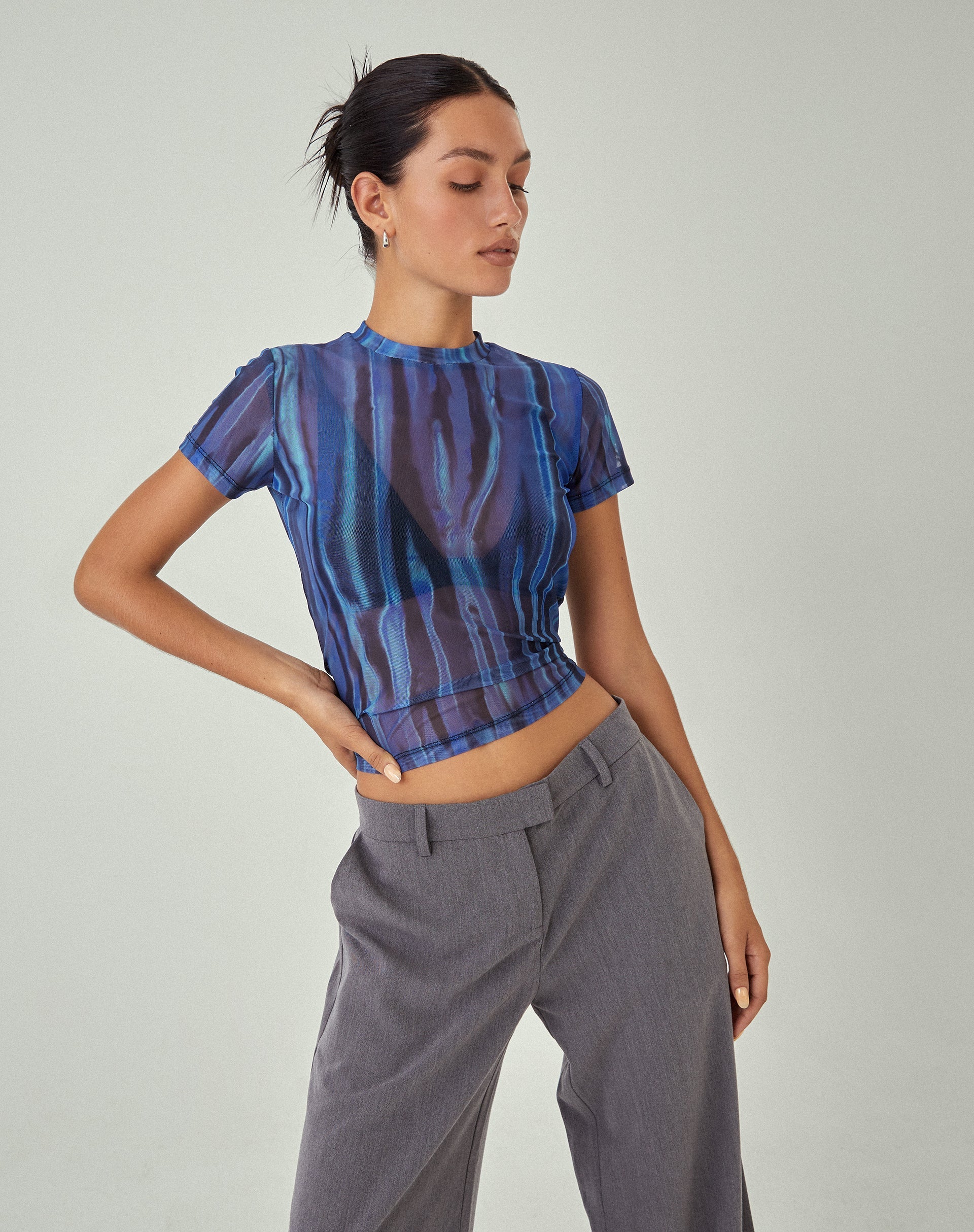 Mineral Blue Split Hem Top  Dinar – motelrocks-com-us