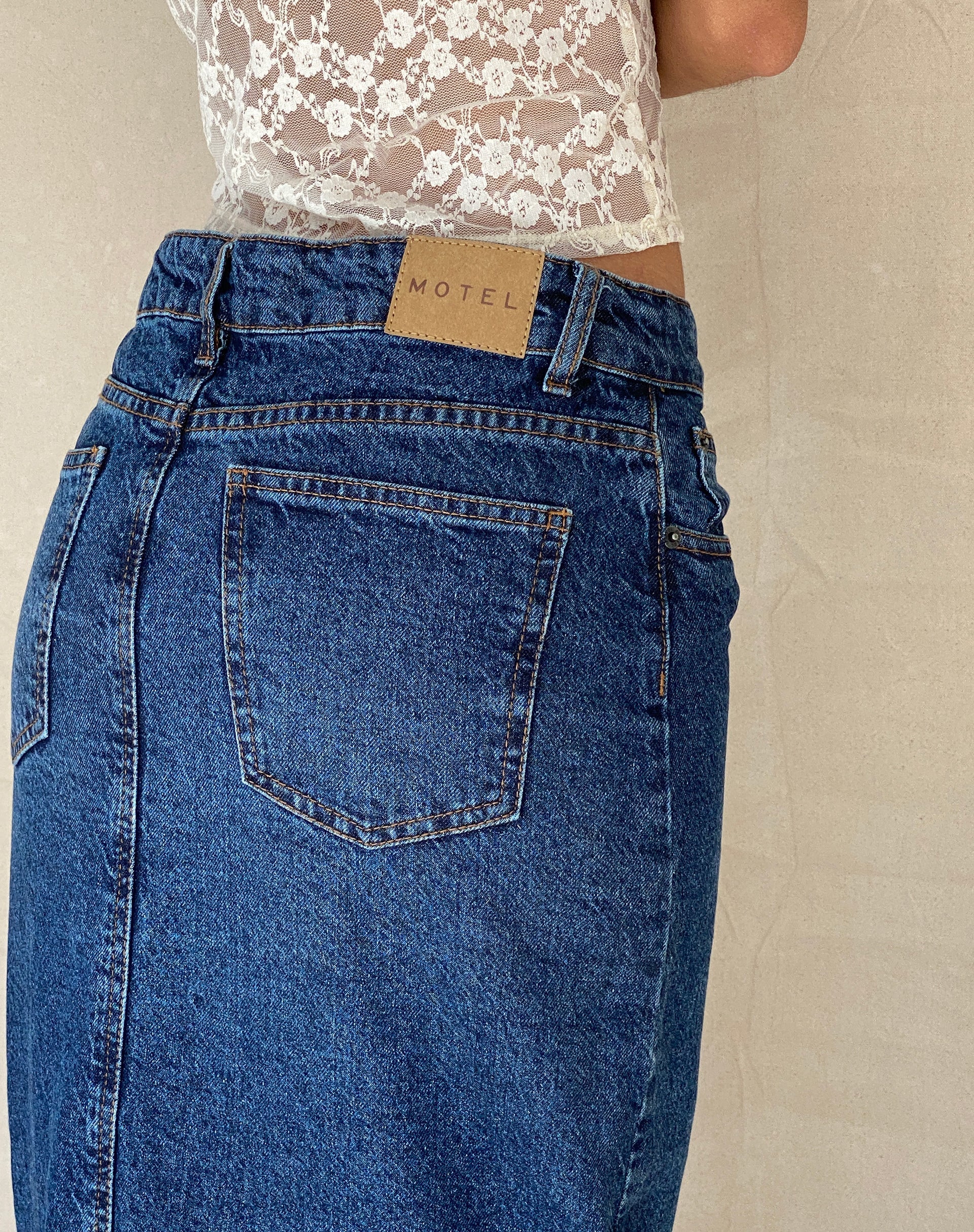 [LOW CLASSIC] / ☆ 25SS BELTED HIGH WAIST DENIM SKIRT / BLUE Low Classic Belted Denim Maxi Skirt | Blue | FARFETCH