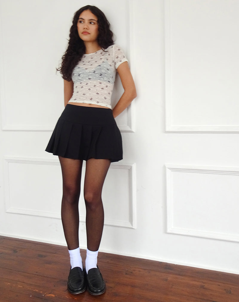 Ivory Lace Ribbon Print Unlined Top | Zorani – motelrocks-com-us