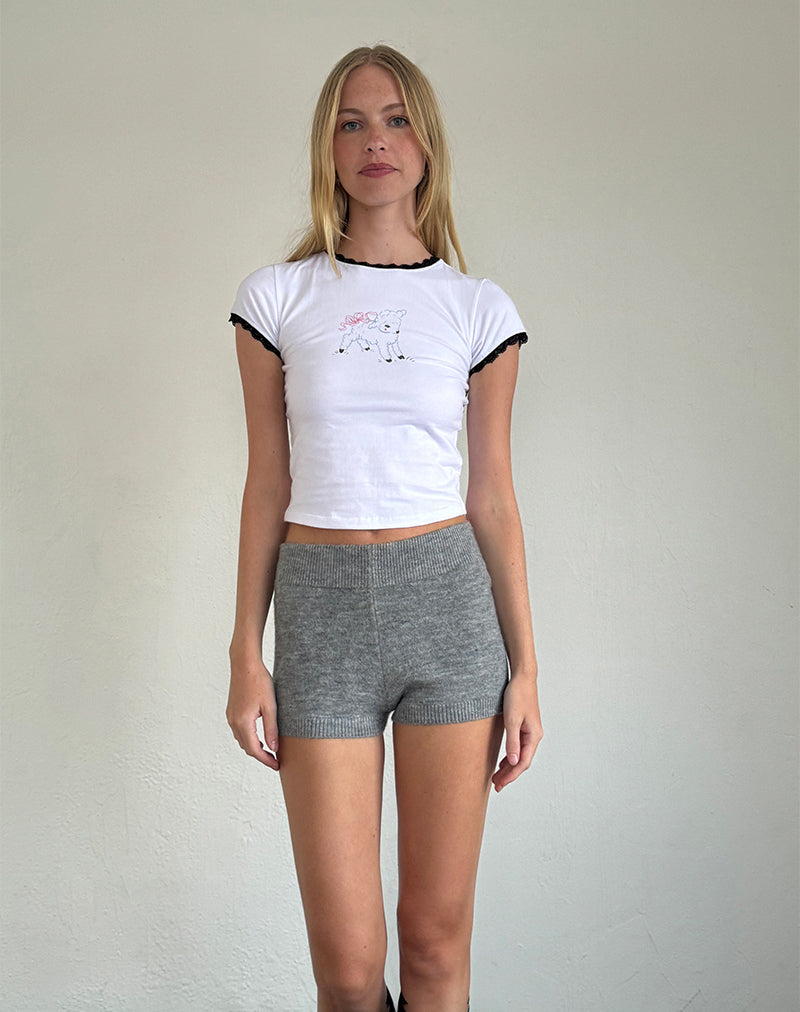 White Baby Tee with Sheep Print | Zyzy – motelrocks-com-us