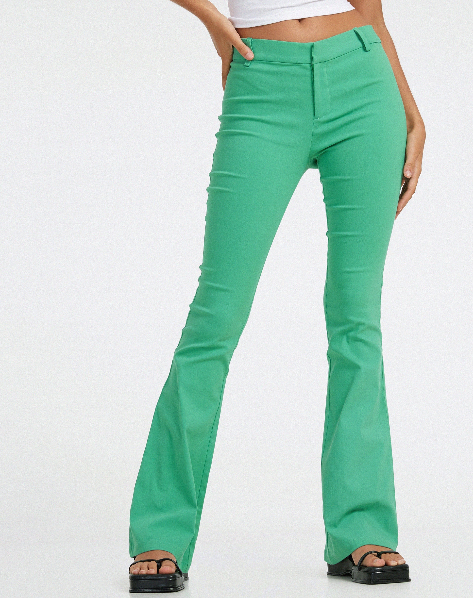 image of Jopanka Flared Leg Trouser in Tailoring Green