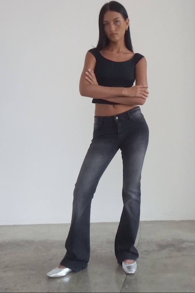 Pleated Crop Top And Skinny Flared Trousers Festival Co Ord Black –