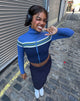 image of Tuzifa Cropped Knit Jumper in Navy Green and Blue