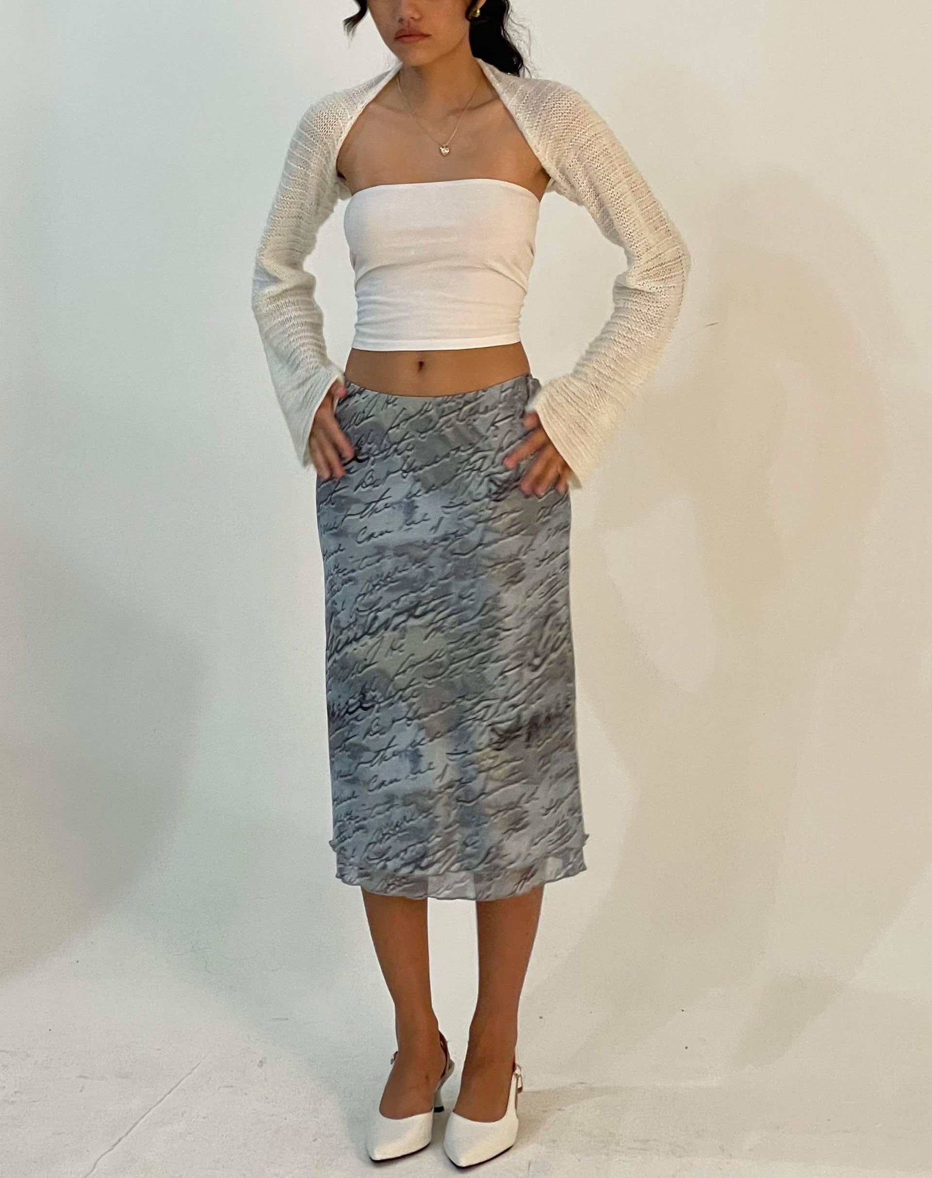 Image of Eldonia Midi Skirt in Mesh Fluid Digi Print