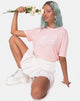 Image of Oversize Basic Tee in Pink with Roses are Red Text  X Top Girl