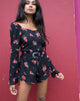 Image of Berlo Longsleeve Playsuit in Soi Rose Black and Red