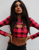 Image of Shimla Crop Top in Winter Plaid Red / Black