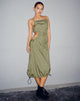 image of Daichi Cut Out Midi Dress in Silver Green