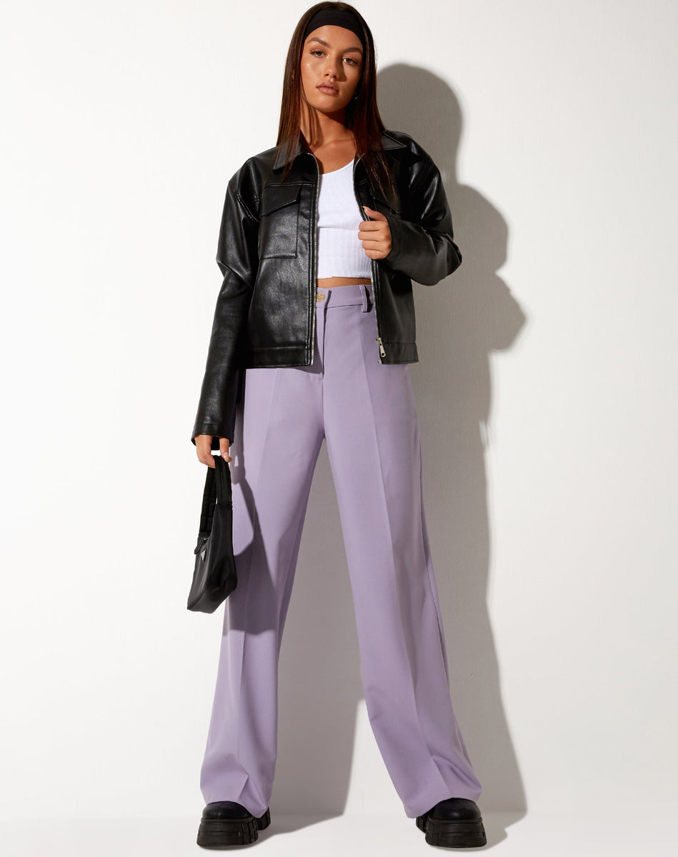 Purple High Waisted Straight Leg Tailored Trouser | Abba – motelrocks ...