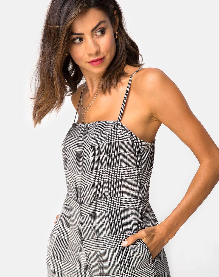 Achem Culotte Jumpsuit in Charles Check Grey